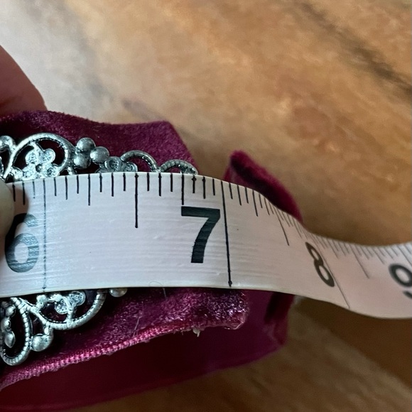 Victorian Steampunk Maroon Velvet & Metal Cuff - Picture 14 of 15